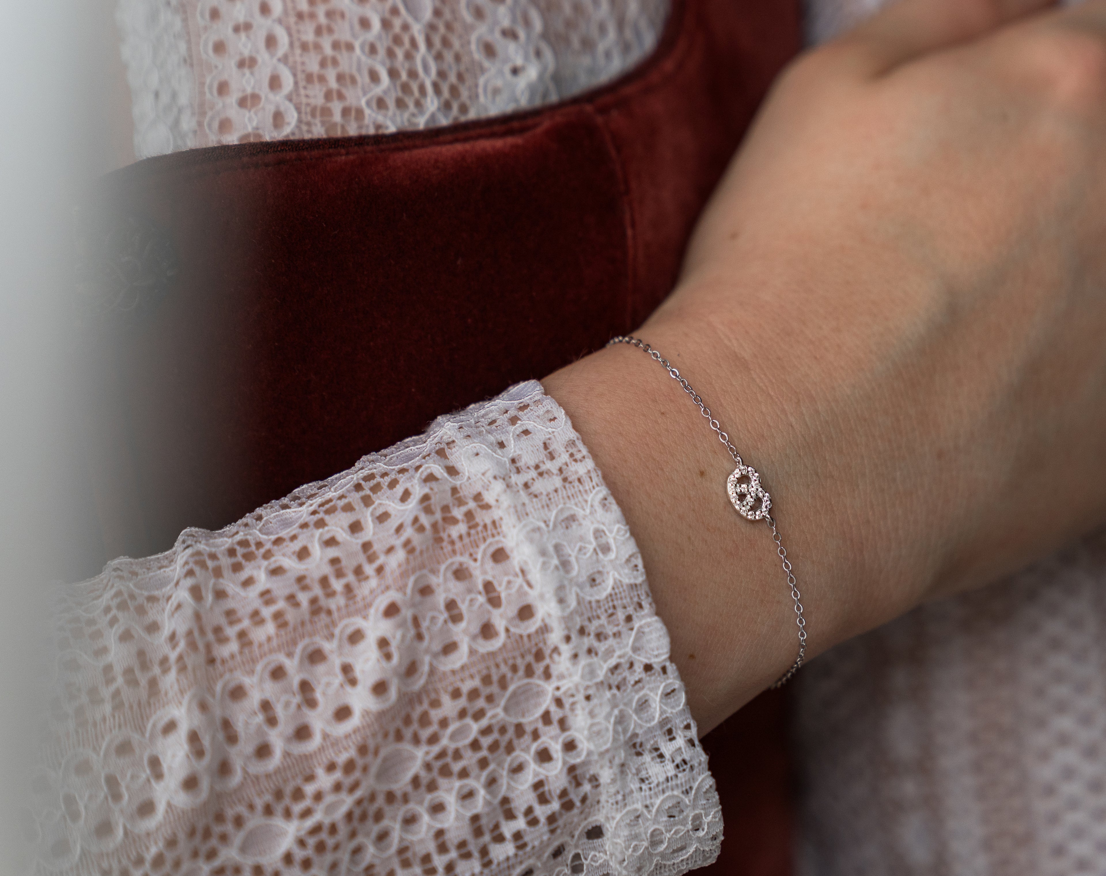 Brezel Armband 925 Sterling Silber