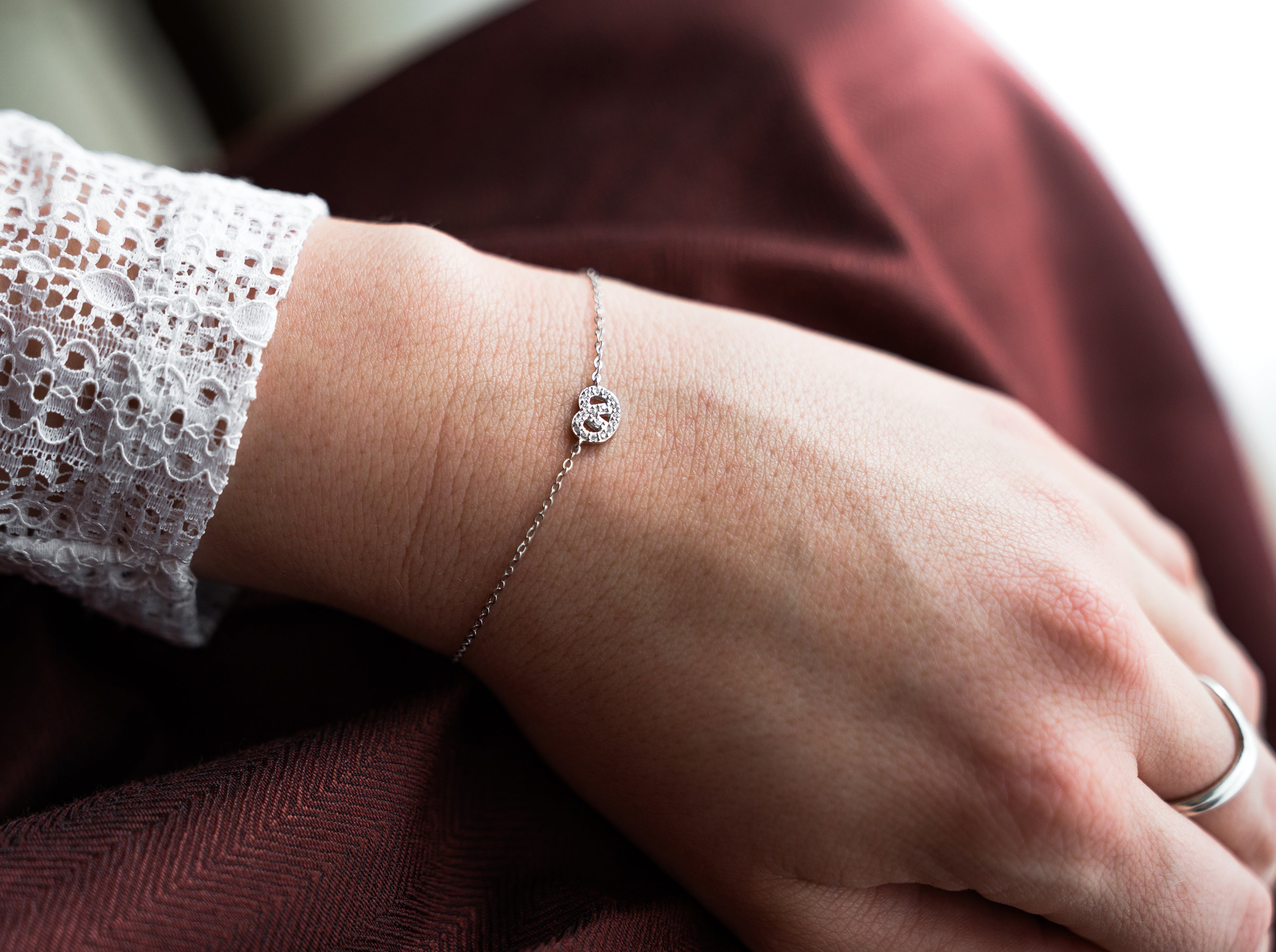 Brezel Armband 925 Sterling Silber